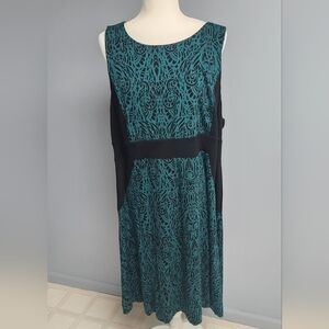 Soma Teal and Black Patterned Midi Dress